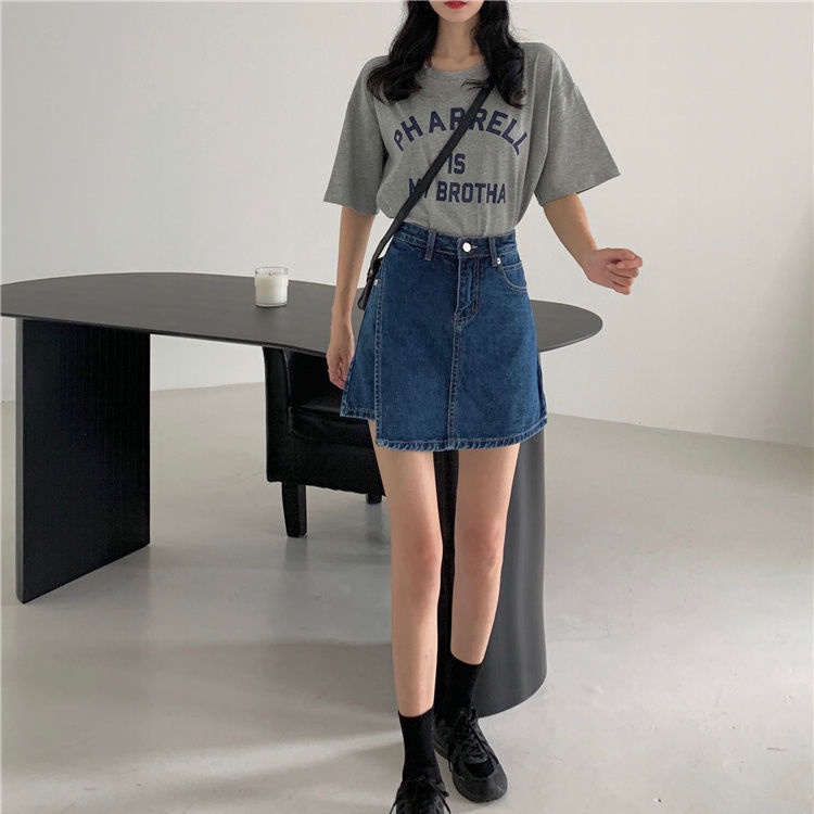 Quần Short Denim Giả Váy Chữ a Lưng Cao Thời Trang Mùa Hè Mới Cho Nữ Sinh