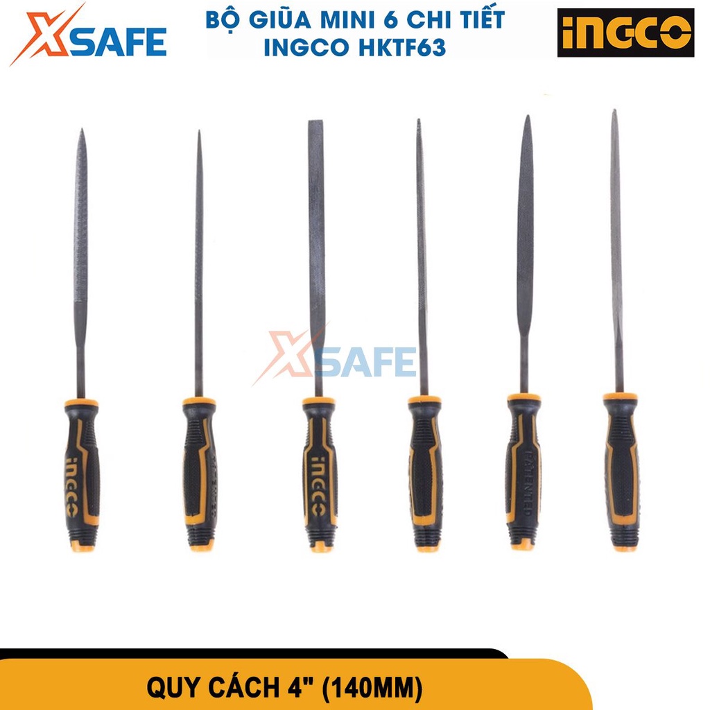 Bộ giũa mini 6 chi tiết INGCO HKTF63 kích thước 140mm và đường kinh 3mm, chất liệu thép T12 [CHÍNH HÃNG][XSAFE]