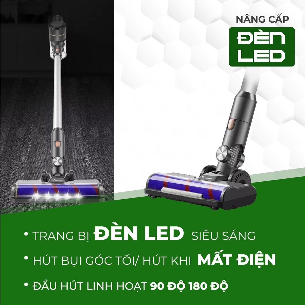 Máy hút bụi cầm tay không dây gia đình cải tiến động cơ đèn LED mới nhất 2022 AH001