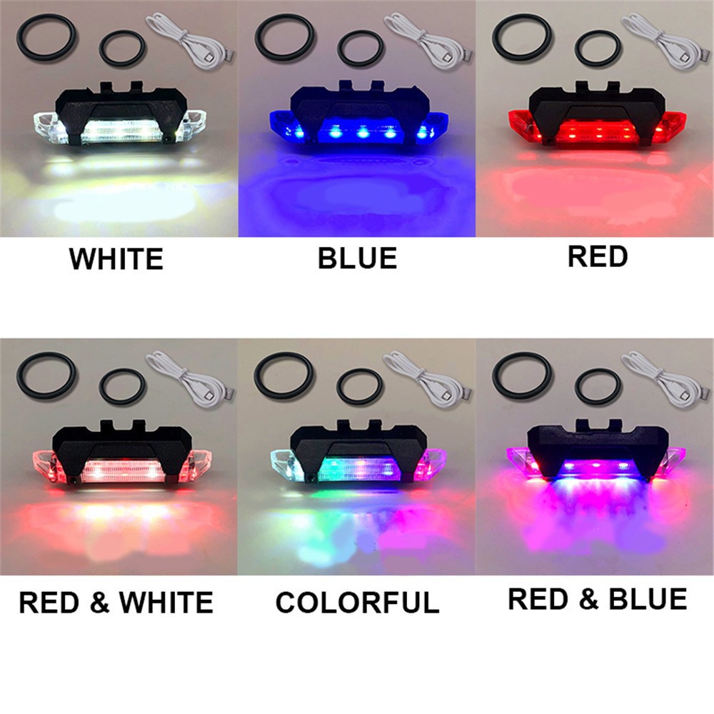 Đèn LED Gắn Đuôi Xe Đạp Chống Nước Nhiều Màu Có Thể Sạc Lại Bằng Cổng USB
