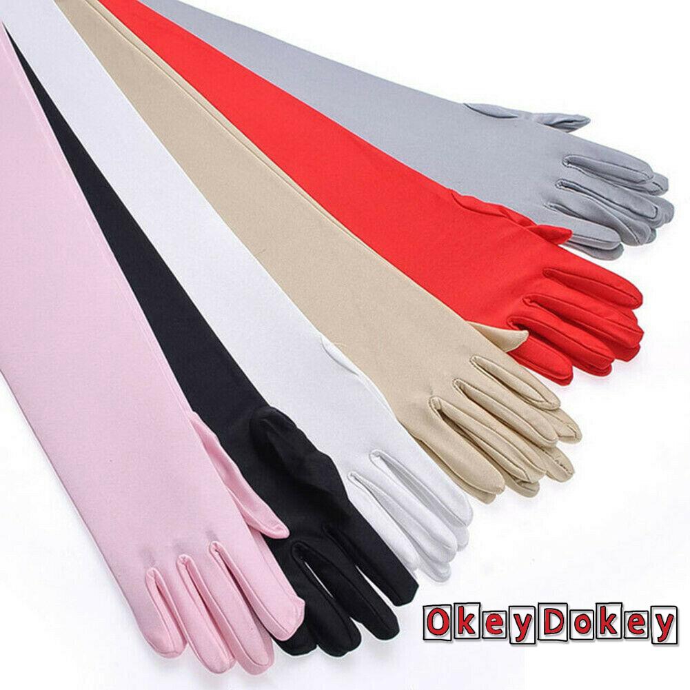 Đôi găng tay dài bằng satin thời trang dự tiệc cho nữ