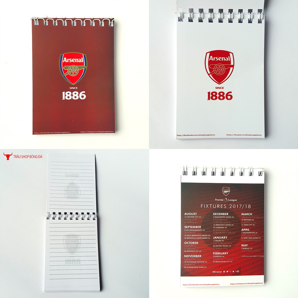 Sổ ghi chép của các câu lạc bộ bóng đá Arsnal CHelsea Manchester United MU Real Barca