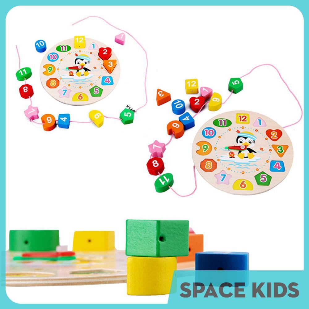 ♥ Đồ chơi đồng hồ gỗ thông minh cho bé học số, hình khối, màu sắc và học xem giờ Space Kids ♥