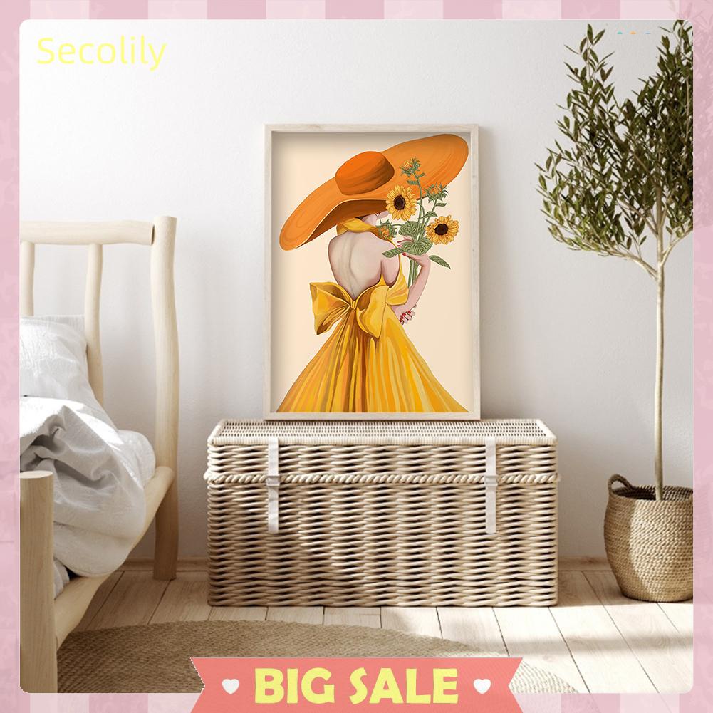 Bộ tranh thêu chữ thập DIY hình cô gái và hoa hướng dương 11ct độc đáo