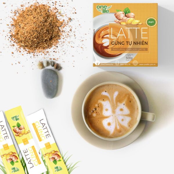 Hộp 25 gói Bột hòa tan uống liền Trà Sữa Gừng Latte ONELIFE thơm ngon béo bùi