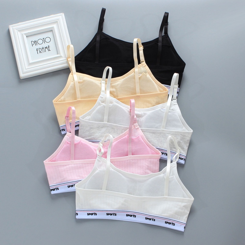 Áo Lót Thể Thao Hai Dây Có Đệm Ngực Màu Trơn In Chữ Dành Cho Bé Gái
