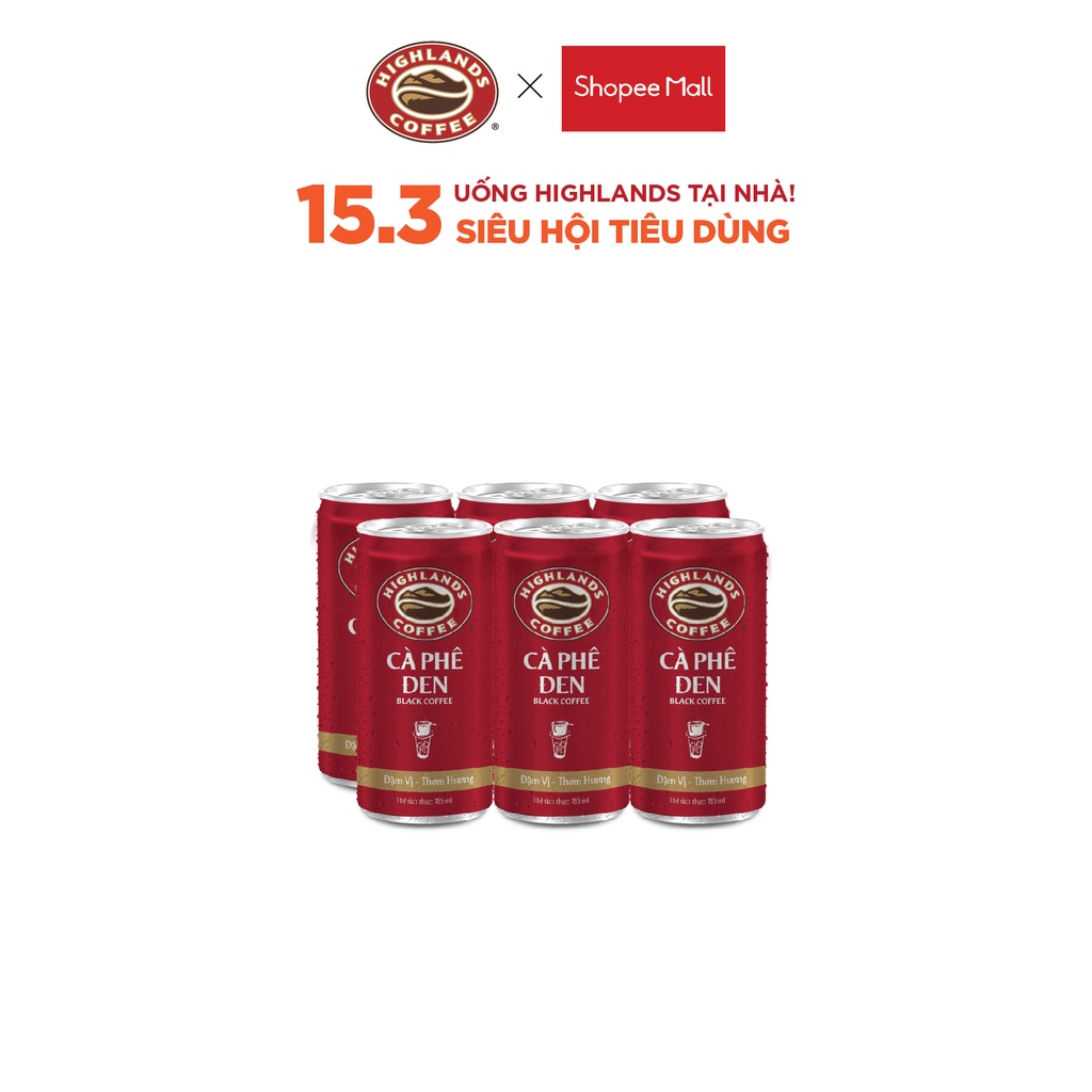 Thùng 24 Lon Cà Phê Đen Highlands Coffee 185ml/lon