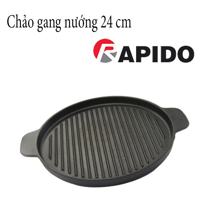 Chảo gang nướng 24cm Rapido chống dính dùng các loại bếp