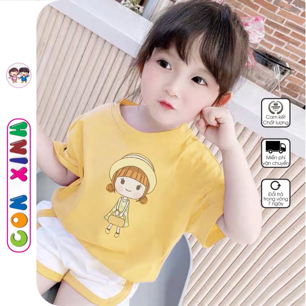 Đồ bộ bé gái Con Xinh cotton hình in dễ thương,thời trang dành cho bé gái từ 4 đên 10 tuổi