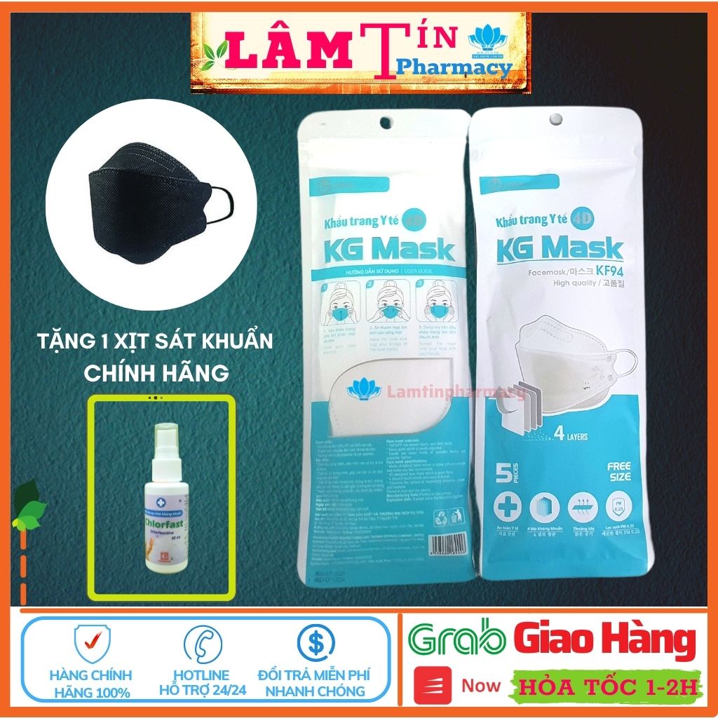 Khẩu trang y tế 3D KG 94 mask việt nam - hàn quốc, chống giọt bắt, không mờ kính,  nhòe son( tặng quà chất ) ( set 5cái)