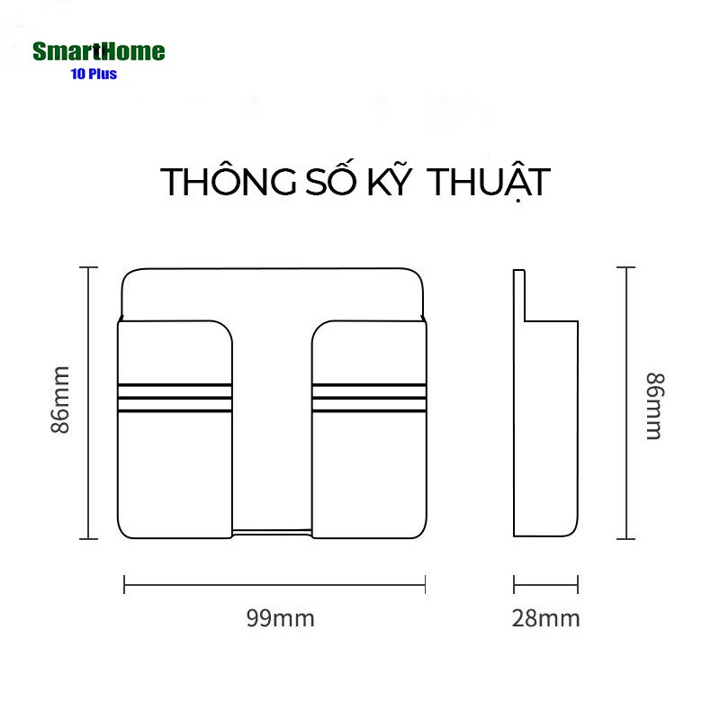 Giá đỡ điện thoại dán tường, Khay để điện thoại khi sạc, Đựng Remote (Có Sẵn Miếng Dán)