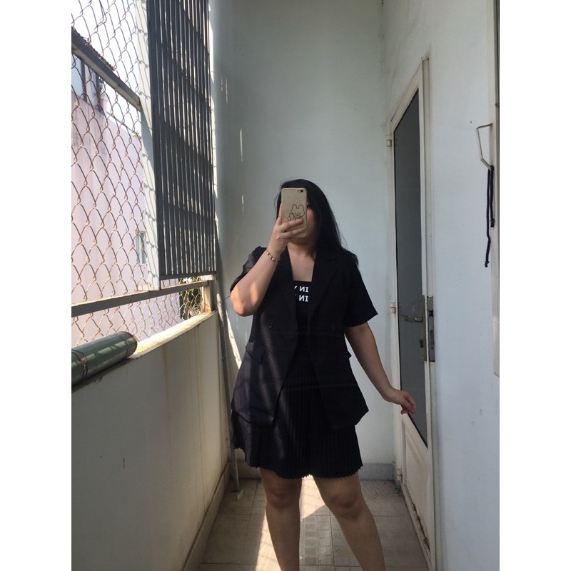 (Có Ảnh Thật ) BIGSIZE Set áo cổ vest blazer S255 (có bán lẻ áo cổ vest A193 + Chân váy dập li nhí CV17) Blazer | BigBuy360 - bigbuy360.vn