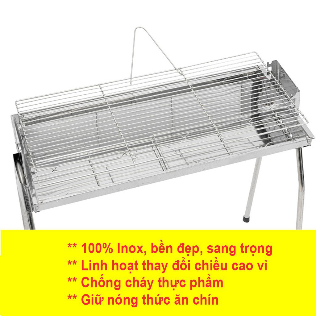 Bếp nướng than hoa Inox MekongTech VCL thay đổi chiều cao vỉ, chống cháy thực phẩm, an toàn sức khỏe, than tự cháy