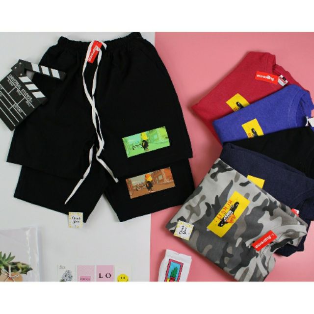 Quần short kaki cạp chun in bart