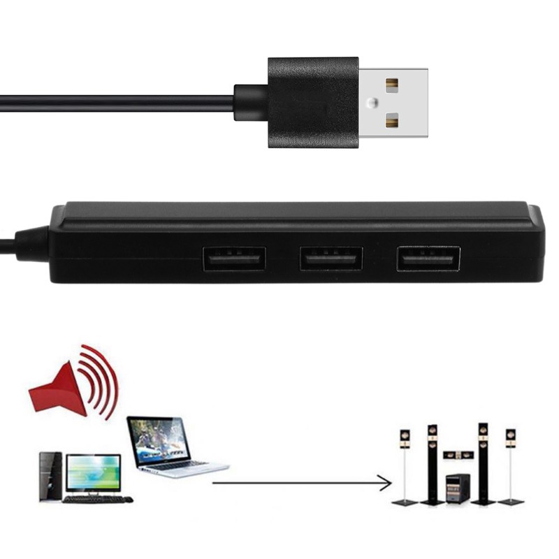 btsg USB 2.0 3 Ports Hub With 3.5mm Sound Card Audio Output for PC Laptop Windows