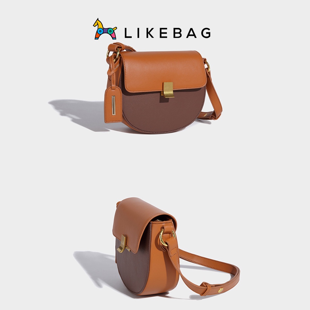 Túi xách nữ đeo chéo LIKEBAG dáng bán nguyệt phối màu thời trang 211XK6936 - LIBAGI