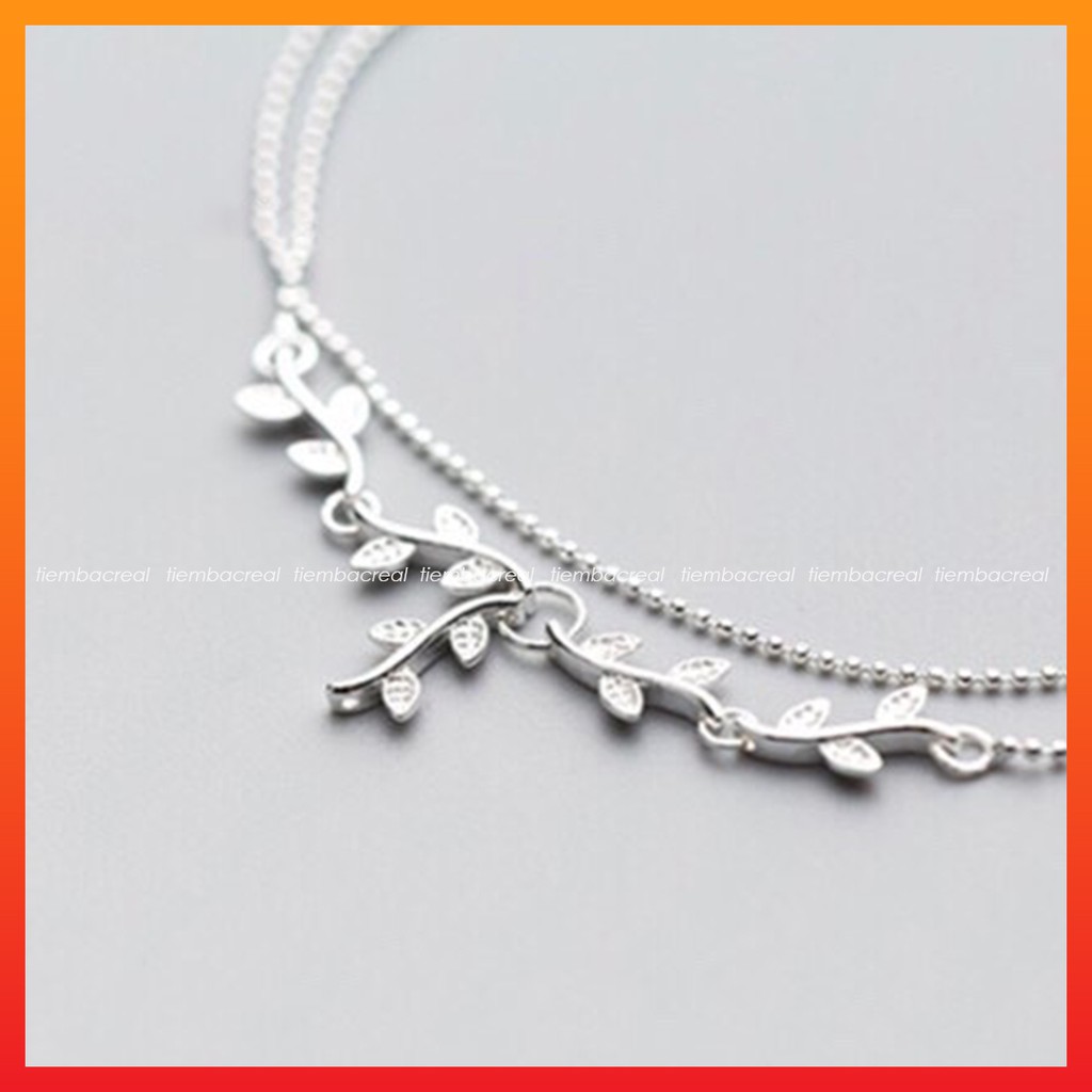 Lắc chân lá phong dây đôi chất liệu bạc ta, lắc chân bạc trẻ trung cá tính
