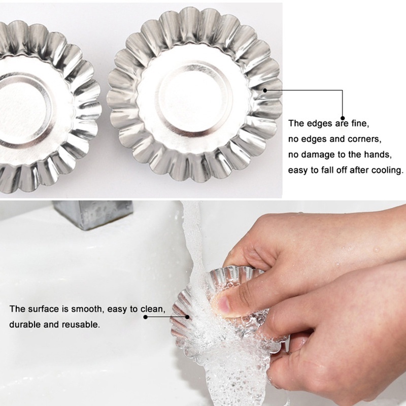 Set 10 Khuôn Thiếc Chống Dính Làm Bánh Tart Trứng / Cupcake / Hoa Quả Dễ Thương