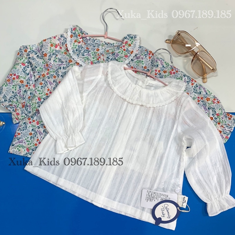 Áo Sơ Mi Cổ Sen Bé Gái 2021 Hàng QCCC [hãng Cutemilybaby] | Áo sơ mi trắng và in hoa bé gái | Áo sơ mi mùa thu xuân