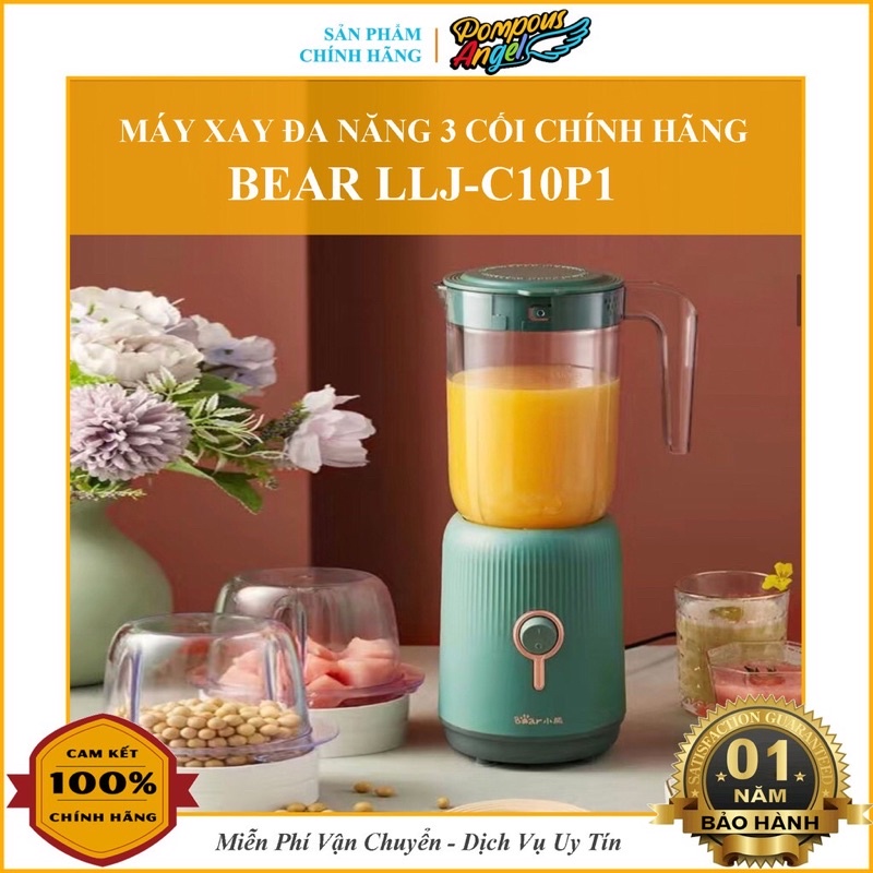 Máy xay sinh tố , ăn dặm cho bé , xay tiêu tỏi ớt BEAR 300w 3 cối 3 dao , bảo hành 12 tháng