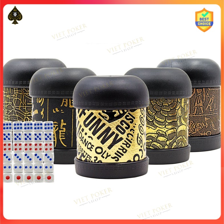 Combo Hộp  lắc xí ngầu da Beer Club + 6 viên xúc xắc 6 mặt