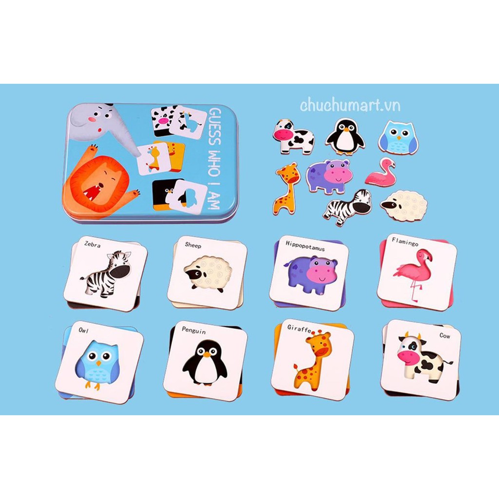 Flashcard thẻ nhận biết gỗ ghép hình, đồ chơi giáo dục cho bé 2 tuổi