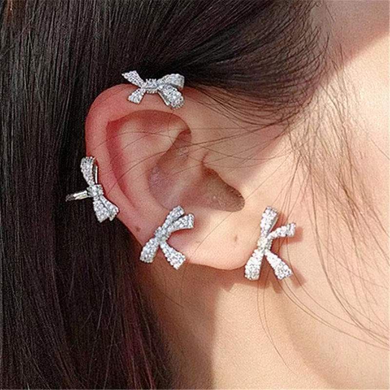 Khuyên tai hình nơ đính đá sang trọng thời trang cho nữ