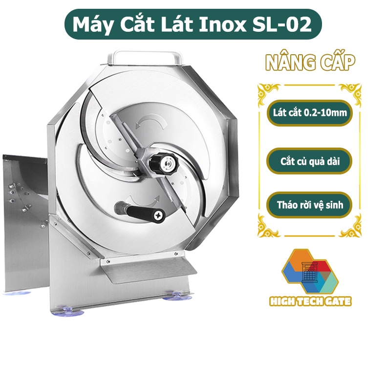 Máy Thái Hành Tỏi Htg Sl02 Cắt Thái Rau Củ Quả Đa Năng, Thái Lát Hoa Quả Trái Cây Công Nghiệp Quay Tay, Chất Liệu Inox