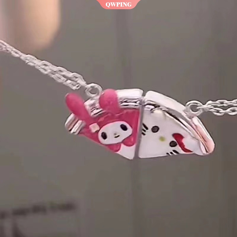 SANRIO 1 Vòng cổ Nam Châm Hút Mặt Hình Bánh Pizza / Kuromi Cinnamonll Anime Sáng Tạo Thích Hợp Làm Quà Tặng Cho Bạn Gái / Cặp Đôi