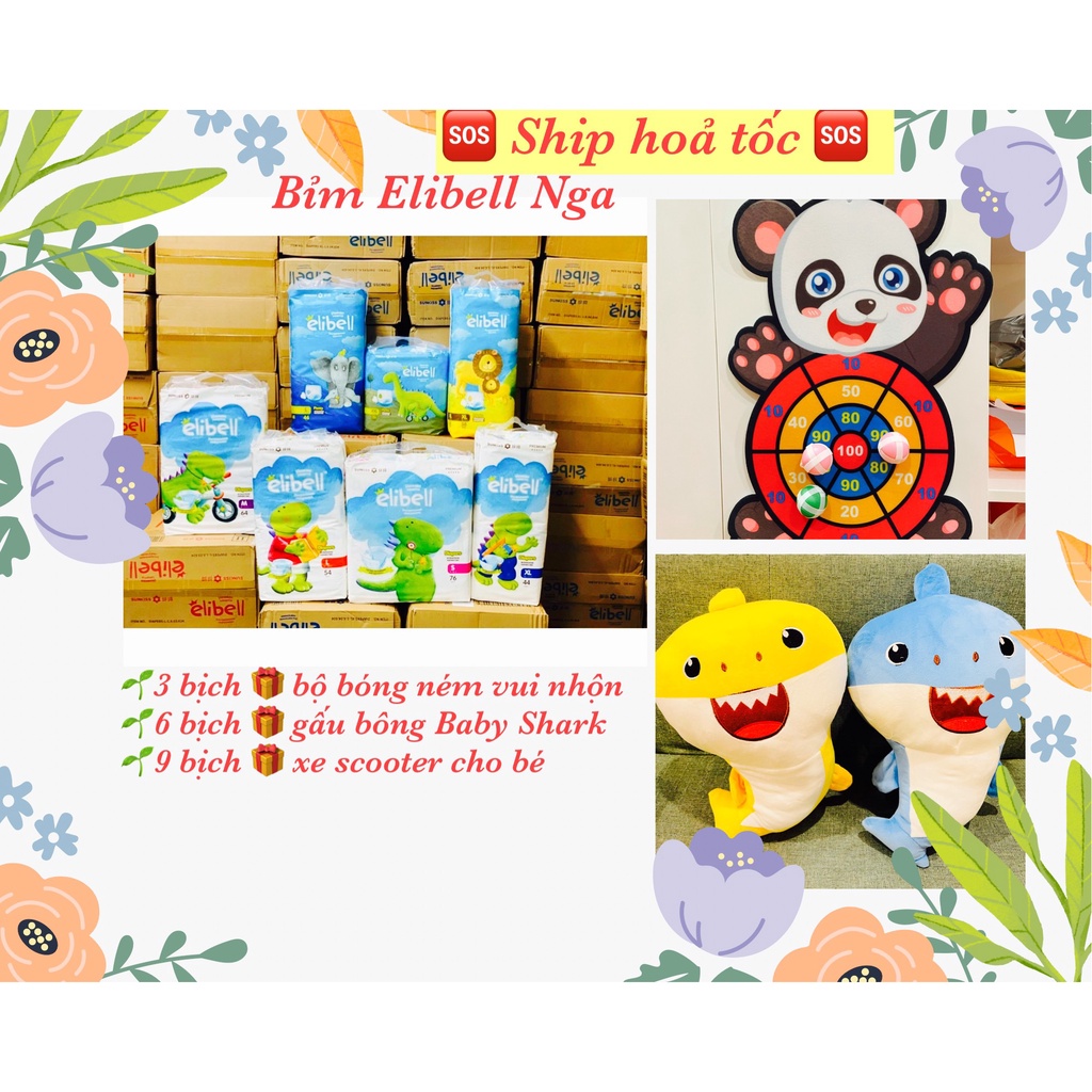 Bỉm/tã quần Elibell nội địa Nga cao cấp đủ size S76/M64/L54/XL38