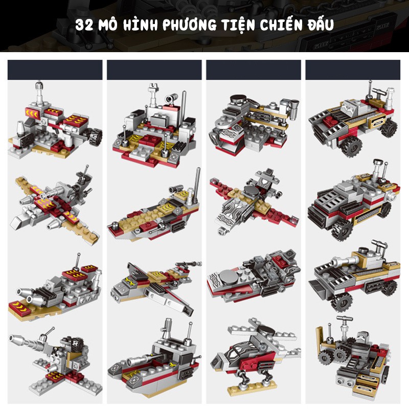 Đồ chơi logo lắp ráp Tàu Chiến WARSHIP 505 chi tiết đồ chơi cho bé trai lắp ghép mô hình Máy bay chiến đấu