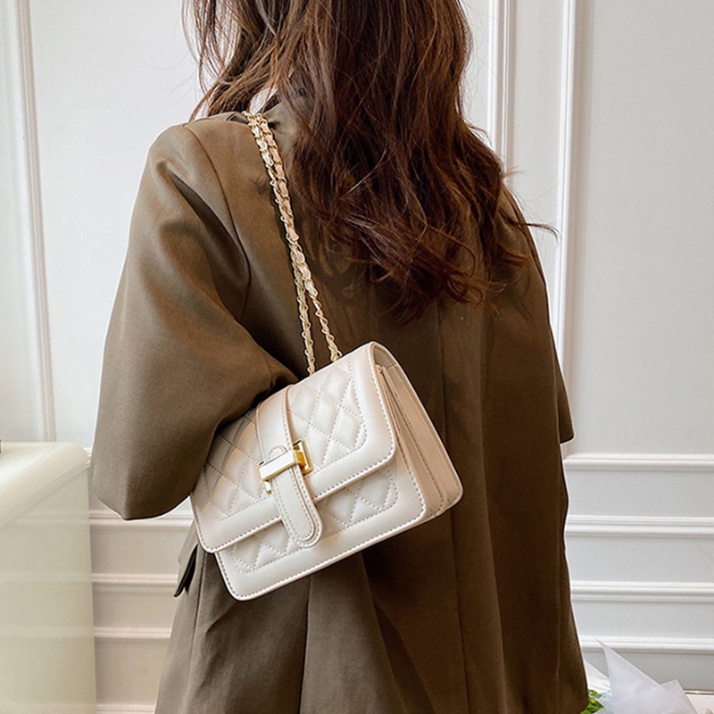 Túi đeo chéo vai IELGY có khóa họa tiết hình thoi phong cách Hàn Quốc thời trang cho nữ