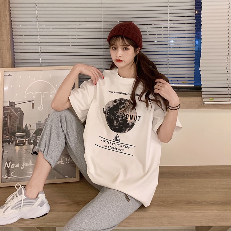 t-shirts new fashion wild casual loose Planet print | BigBuy360 - bigbuy360.vn