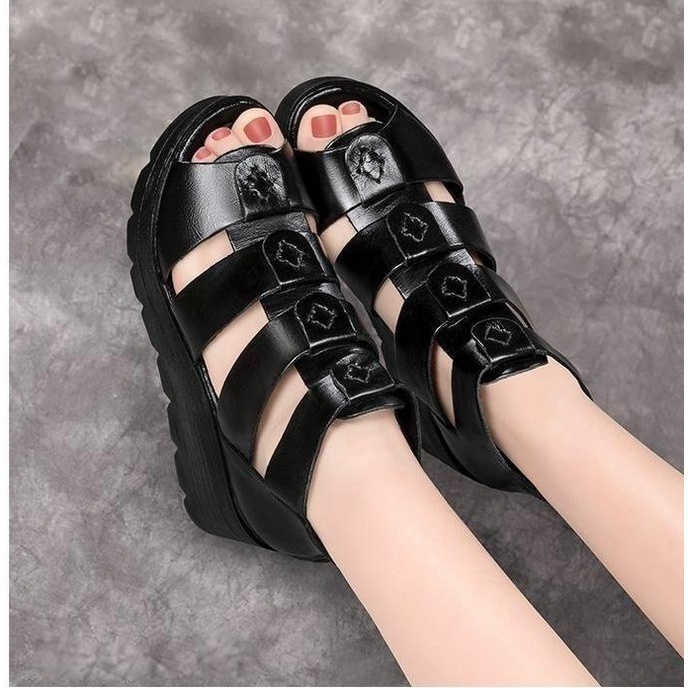 Giày sandal xuồng 6 phân 4 dây bảng to S018 đế đúc chống trượt chắc chắn