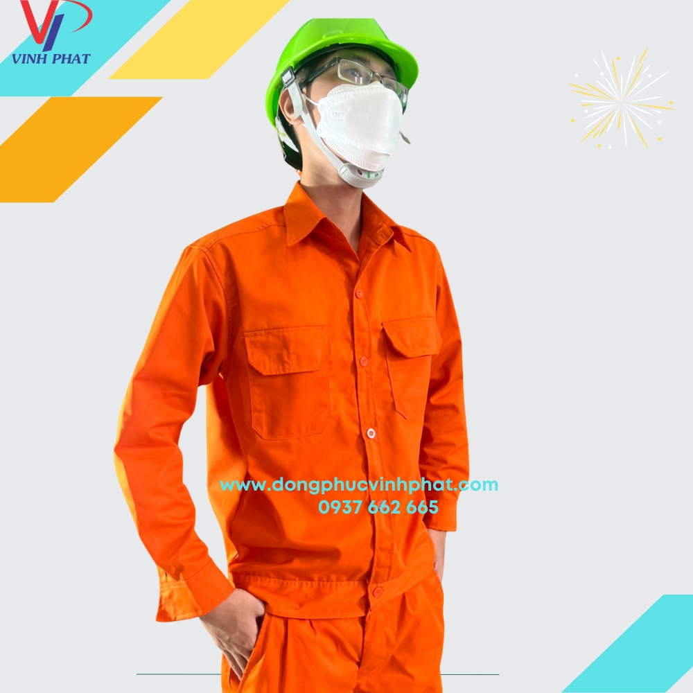Quần Áo Bảo Hộ Lao Động Màu Cam Đồng Phục cho Công Nhân Kỹ Sư Lao Ngành Nghề Hình Thật