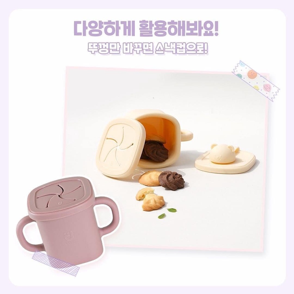 Cốc uống nước Silicon - Bear Spout Cup  có nắp cho bé tập uống silicon Chính hãng Bluemama Hàn Quốc