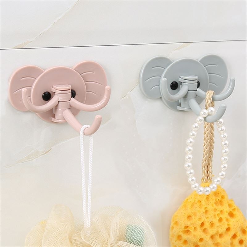 Móc treo đồ đa năng dán tường, móc treo đồ 3 chạc hình con voi chịu lực tốt ( giao màu ngẫu nhiên)