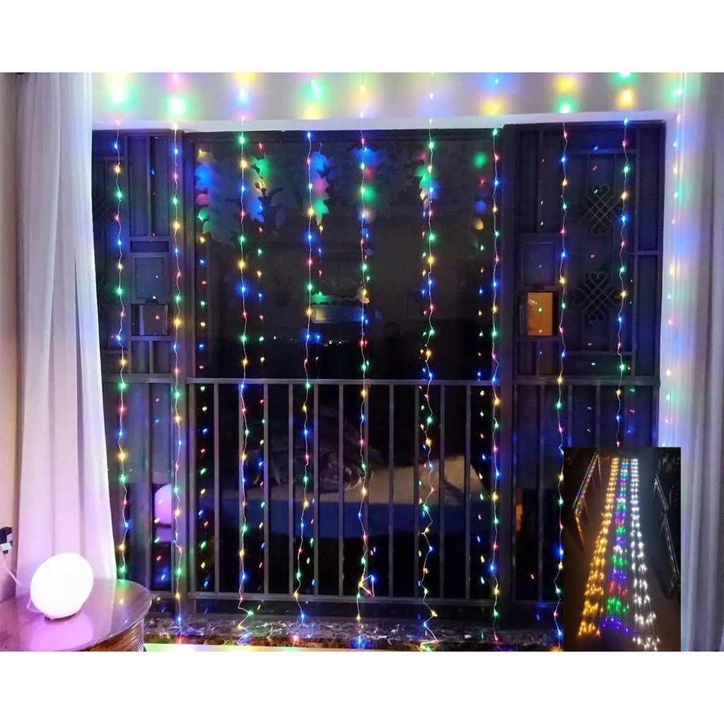 (Mẫu mới) Bộ Đèn Led Thác Nước 3x3m- Đèn Nháy Thả Mành, Trang Trí Cây Mắt led sáng đẹp năm 2023