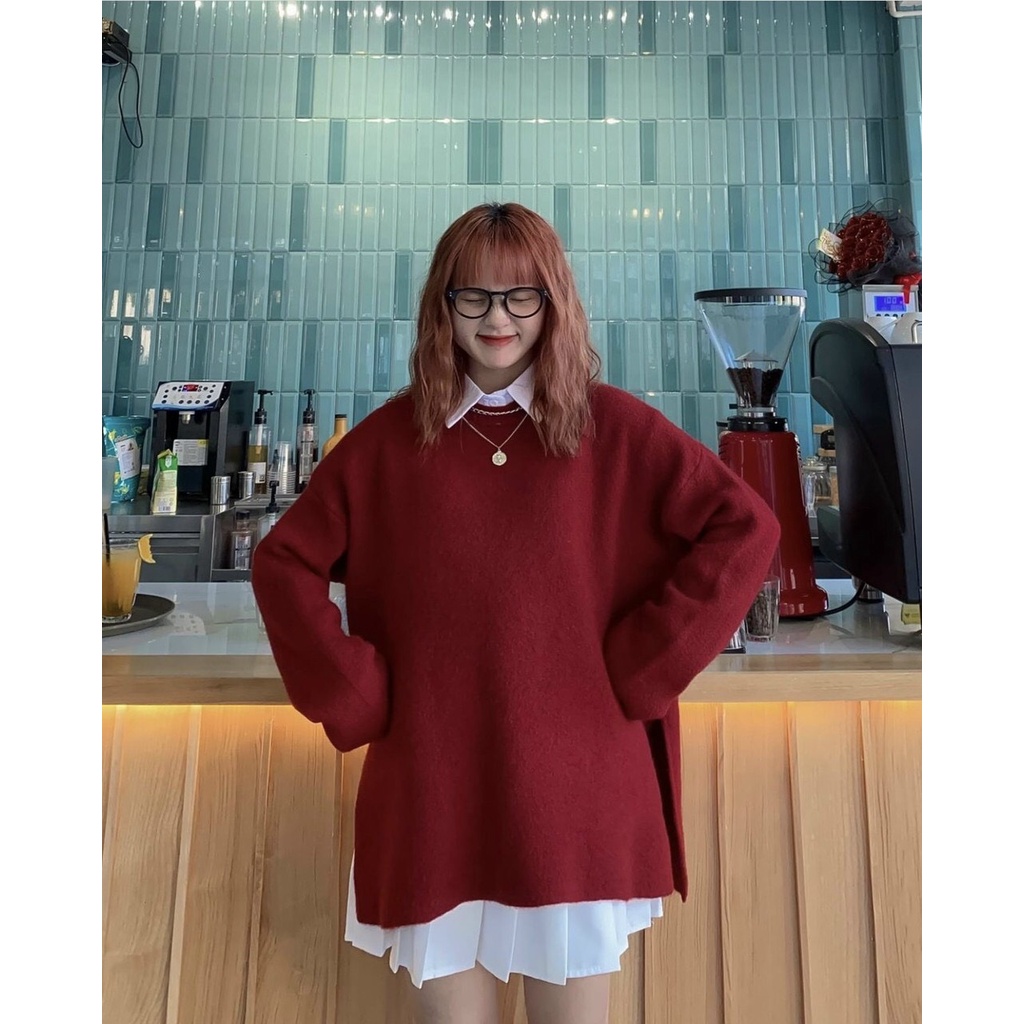 set đồ nữ, đầm sơ mi trắng kèm áo khoác chui đầu đỏ diện đi chơi noel cực xinh luôn hàng cao cấp Tay Thi Shop | BigBuy360 - bigbuy360.vn