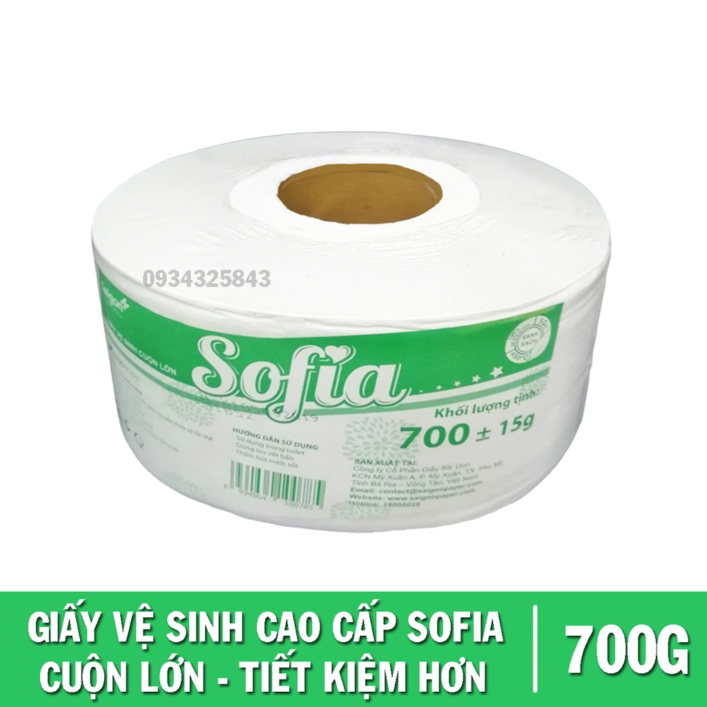 Giấy vệ sinh cao cấp Sài Gòn Sofia cuộn lớn 700g
