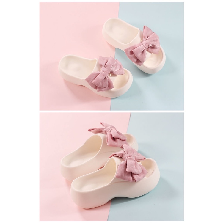 🎀 COOL A Mát Mẻ Một cm ins Mới Dép Xốp Đế Dày Chống Trượt Cảm Giác Khi Đi Biển Trong Nhà / Ngoài Trời Cho Nữ Cát biển cao tầng dép trong nhà không xỏ lá Phụ nữ mang dép ở ngoài
