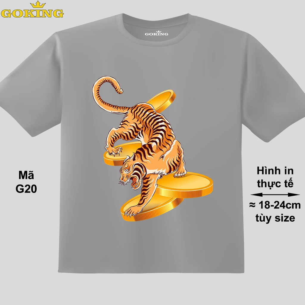 Tiger, mã G20. Áo thun đẹp in hình Con Hổ cho trẻ em và người lớn. Áo phông thoát nhiệt Goking hàng hiệu bé trai, bé gái