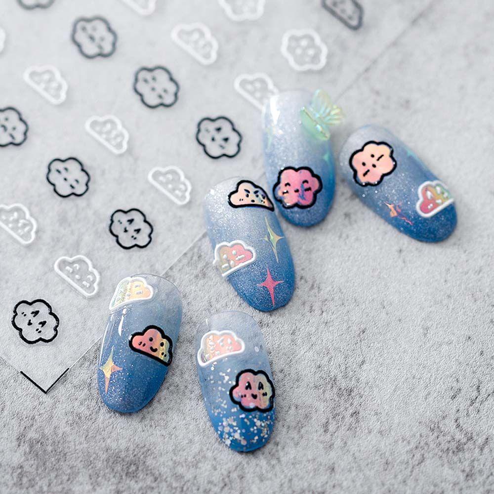 Sticker Dán Móng Tay Hình Mặt Trăng Đen Phong Cách Nhật Bản