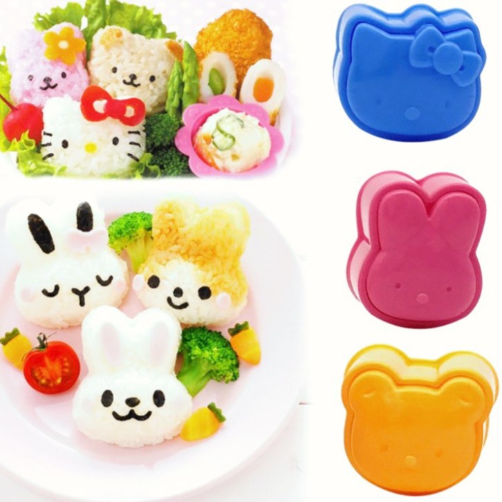 Bộ 3 khuôn ép cơm hình thú ngộ nghĩnh cho bé