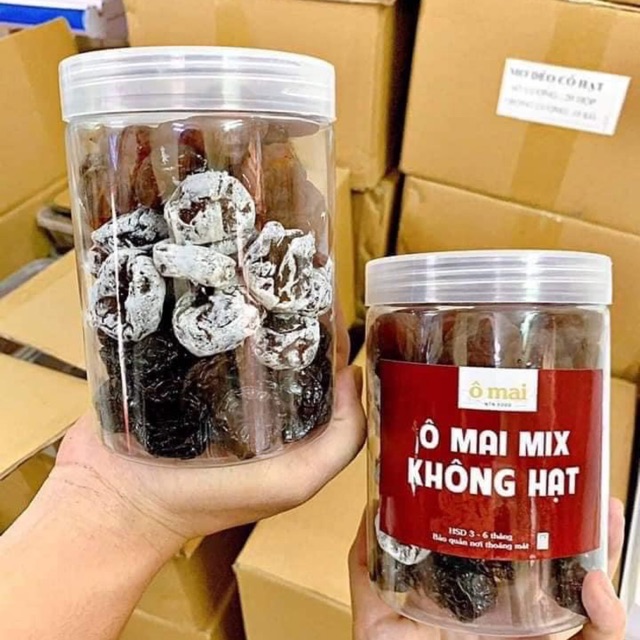 Ômai xuất Nhật không hạt mix 3 vị: mận đen, mơ dẻo, mơ xí muội dẻo hộp 480gram