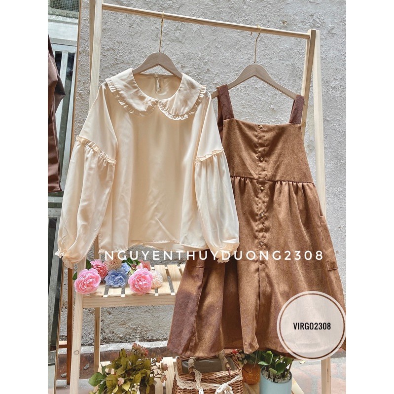 [Ảnh thật/Sẵn]Set yếm nhung babydoll/Set yếm Brown