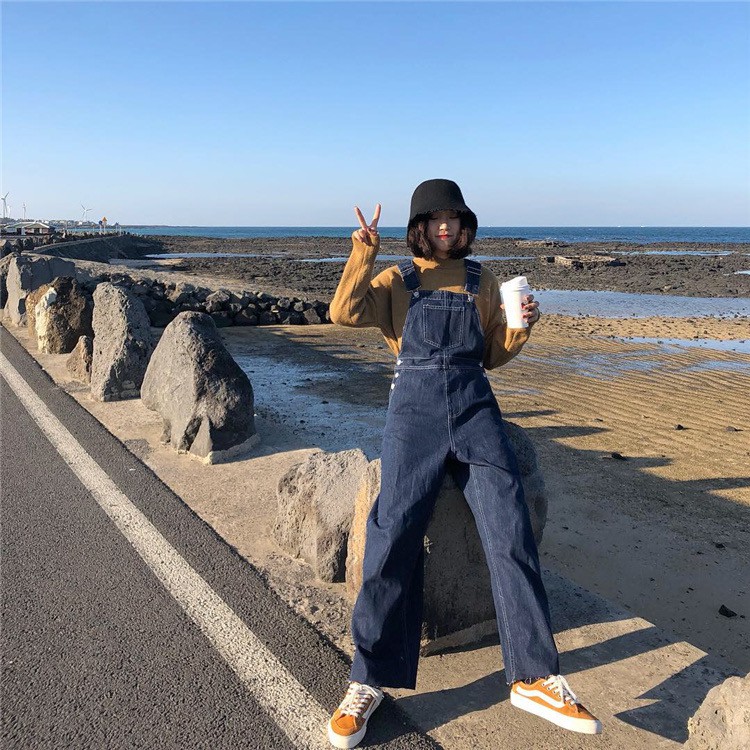 Quần yếm jean lai thô xanh đậm - YQD123 | BigBuy360 - bigbuy360.vn