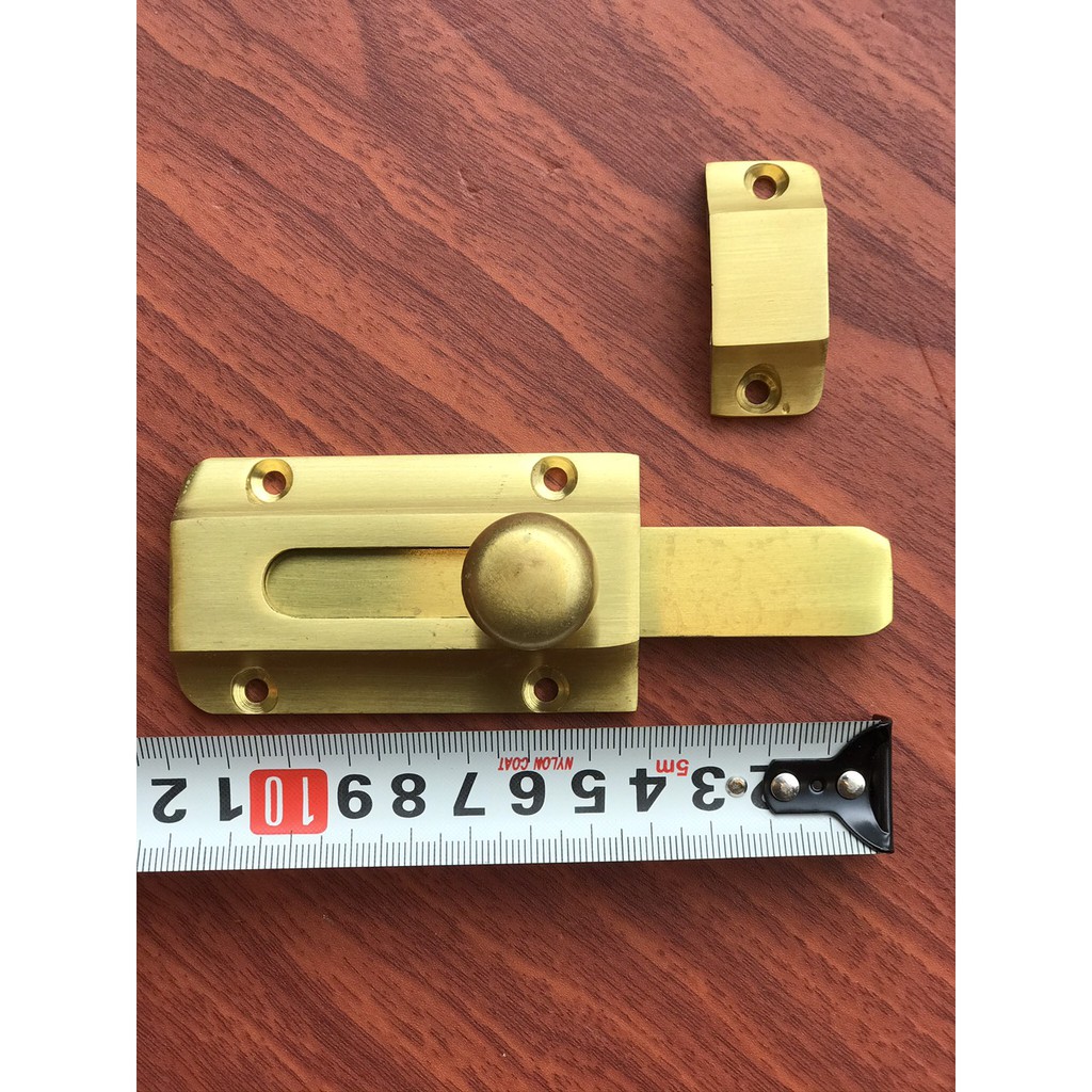 Chốt cửa bằng đồng thau dài 12cm x 4,5cm, chốt cổng bằng đồng đúc - rùa