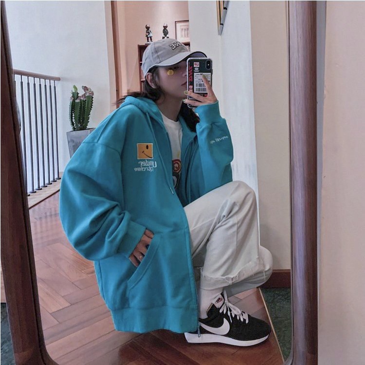 Áo khoác nỉ dài tay UNDER nam nữ [FREESHIP] ♥ Jacket in hình mặt cười thu đông form rộng unisex ♥ | BigBuy360 - bigbuy360.vn