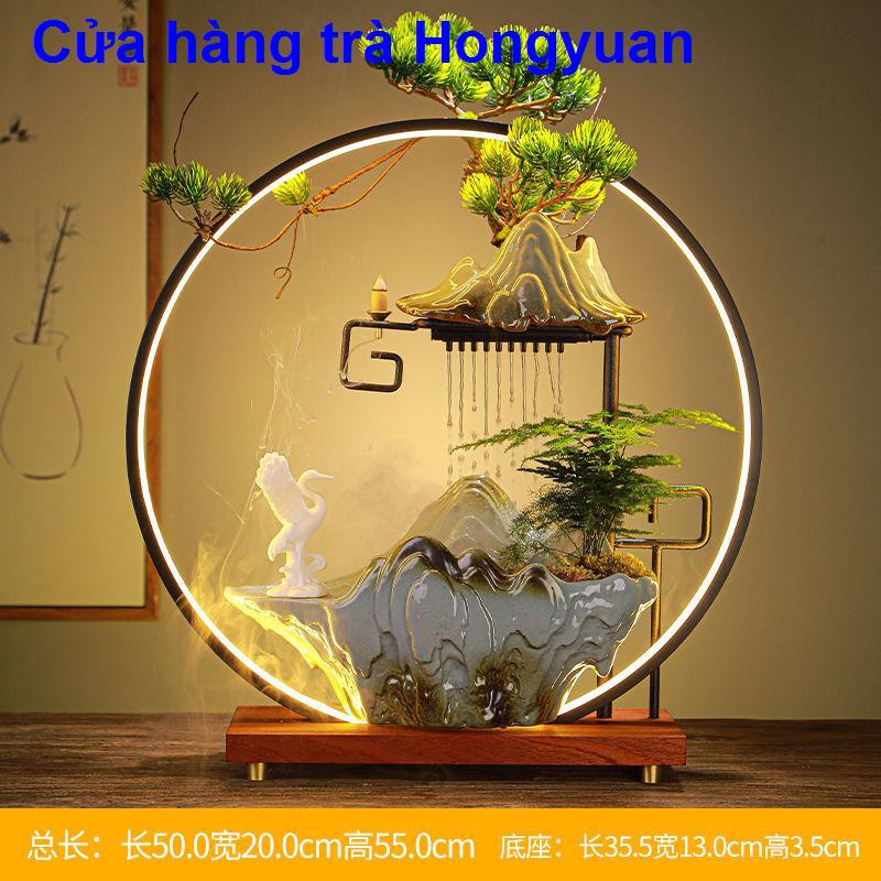 Đài phun nước gốm sứ tuần hoàn kiểu Trung Quốc sáng tạo tiền lì xì phòng khách văn phòng máy tính để bàn làm quà tặng tr